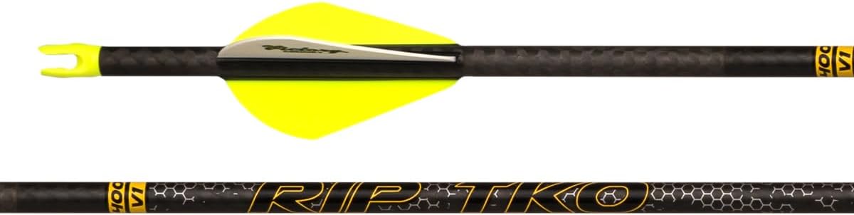 Victory Archery RIP TKO 0.204" 200/250/300/350/400 Spine Small Diameter Carbon Hunting Arrow Vane Fletched 6 Pack