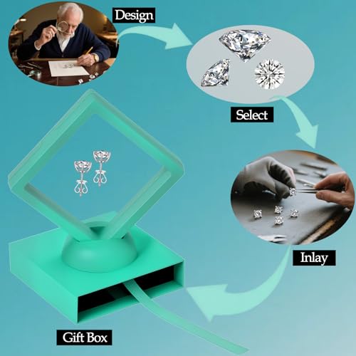 Moissanite Earrings Studs 1CT-3CT Hypoallergenic S925 Sterling Silver Earring for Women Men 18K Gold Plating Stud Earrings Simulated Diamond Moissanite Jewelry Birthday Gifts for Women Men4