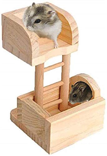 Hamsters Wooden House Hideout Lookout Tower Climbing Ladder Toys for Chinchilla Gerbil Rat Mouse Mice Guinea Pig Playing Platform Small Animals Pet Applies