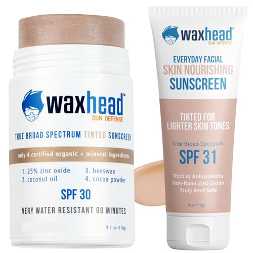 Waxhead Tinted Sunscreen for Face | Zinc Oxide Mineral SPF Stick | Zinc-Based Protection