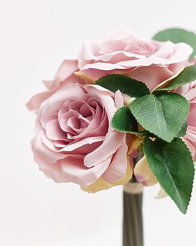 The Baked Studio, Large Hand Tied Silk Tea Rose 6-Piece Bouquet for Cake Decorating Home Décor, Weddings - Image 4