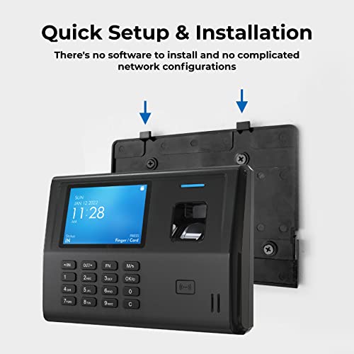 Anviz Time Clock - Cx3 Fingerprint Biometric Time Attendance Machine For Employees Small Business - Finger Scan + Rfid + Pin Punching In One, Up To 300 Users With Night Shifts No Software Required #TOP6