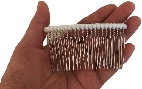 Extra Long 22 Teeth Tulle-wrapped Metal Comb, 8.5cm x 4.8cm, Perfect For Holding Any Long Wedding Veils In Place (IVORY)