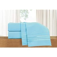 Parure De Lit 5 Pièces Coton égyptien 1500 Fils – King Bleu Rayé