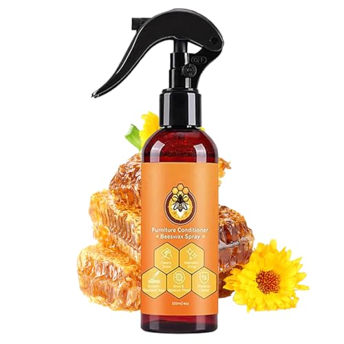 Spray de cera de abeja natural pura, spray para pulir madera, limpiador de renovación de muebles, fórmula resistente a los arañazos, aplicación rápida y fácil para gabinetes, baño, sala de estar
