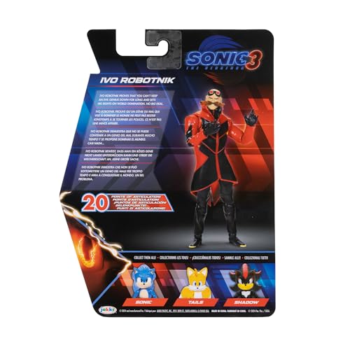 Sonic 3 Movie Action Figures 5-Inch Ivo Robotnik Collector Toy Figure, Highly Articulated for Boys Girls - Officially Licensed Sonic The Hedgehog 3 Movie Product
