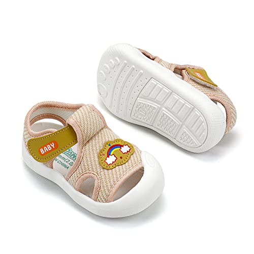 Oaisnit Baby Girls Boys Sandals Summer Water Beach Shoes Lightweight Sneakers Non-Slip Toddler First Walkers(6-12 Months, 2-Khaki) #TOP2
