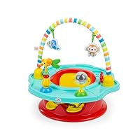 Bright Starts 3-in-1 SuperSeat Playful Paradise, Aktivitätssitz mit Spielzeug, Snack-Tablett, Sitzerhöhung, BPA-freies Tablett, Unisex, 6 Monate +