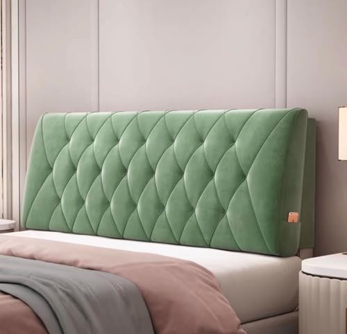 MGEMJMJ Cojín de cabecero de lectura, para montar en la pared, tapizado, para el hogar, dormitorio, cama, respaldo de cuña, cojín de apoyo lumbar (tamaño: 150 cm, color: verde)