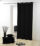 Dimensión : 140 X 260 Cm DOUCEUR D\'INTERIEUR - 1600833, Cortina con Anillas, 140 X 260 Cm, Essentiel, Poliéster Liso, Negro