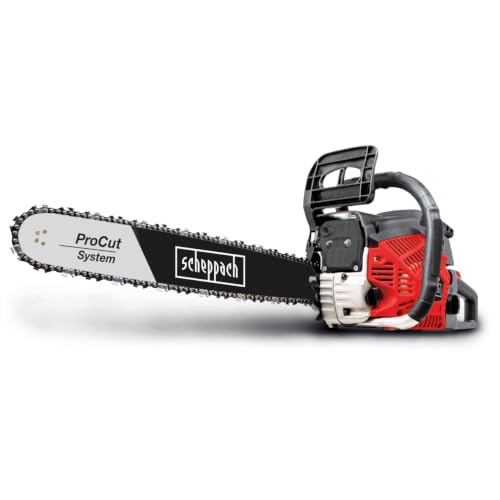 Scheppach Tronçonneuse thermique CSH58 – moteur 2 temps, 56 cm³, guide chaîne 51 cm, coupe max 47 cm, lubrification automatique de la chaîne