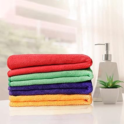 The Earth Store 350 GSM Microfiber Cleaning Cloth for Home, Kitchen, Car, Bike Polishing 40 X 40 cm Microfibre Towels Multipurpose Use(Pack of 4, Multicolor)