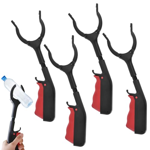 Pinza Recoge Objetos Ligeras, 30cm Alcanzar Objetos, Herramienta de Captura, Pinzas para Personas Mayores, Mandíbula Ancha con Cabezal Giratorio de 360°, Recogedor de Basura Tipo Pinza (4 Piezas)