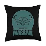 Solid Buffalo Bull Head Beast Green Gym Fitness Training Throw Pillow