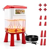 WISMOIER 3 Gallon Heated Chicken Waterer for Winter Automatic Chicken Water Heater,Adsjustable Height Anti-Freezing Poultry Watering System with Thermostatic Control,Red,12.6 in x 8.3 inch x 8.3 in