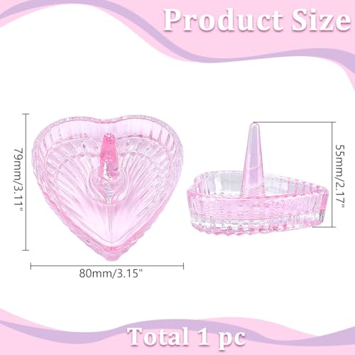 WADORN Soucoupe Porte-Bague en Cœur Cristal 8cm Plateau Bijoux Rangement Plateau à Bijoux Support Bague Cadeaux Fête des Mères Amitié Noël Anniversaire, Rose – vue 2