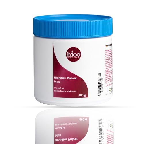 hioo Polvo para decolorar sin polvo azul (lata de 400 g)