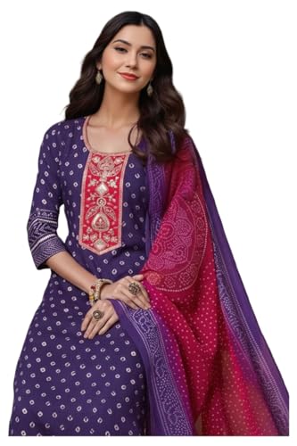 Robe kurta en viscose douce imprimé droit élégant kurti trois pièces filles et femmes