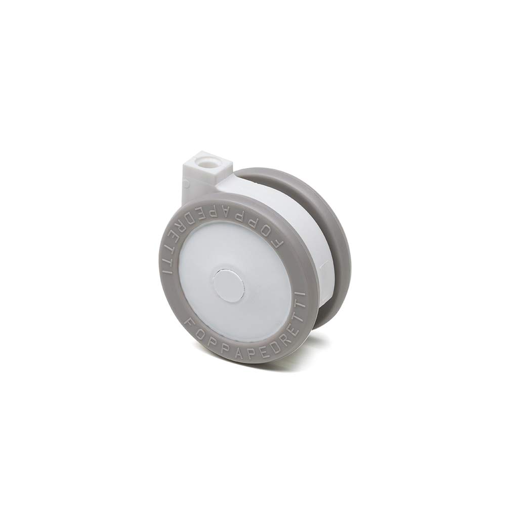 Foppapedretti 4 Ruote Nylon Gommate, Ricambio per Lettini e Bagnetti, Piroettanti e Antigraffio, 2 Ruote con Freno, Sostituzione Semplice, Rendono Agevolo lo Spostamento, Bianco