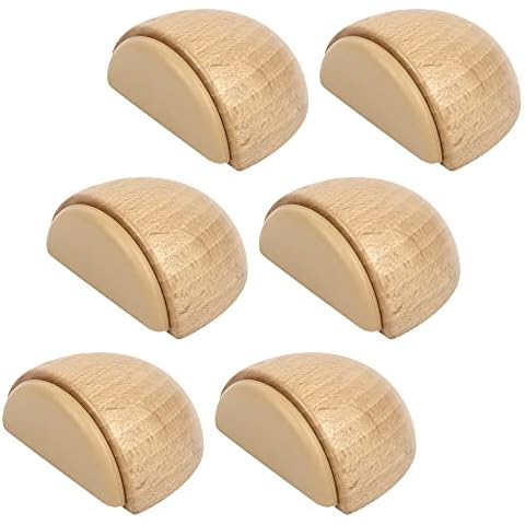 Door Stops - Adhesive Wooden Door Stop for Floor (Natural Beech) - Self-Adhesive for Wooden Floors - Pack of 6 (Beech) Cover