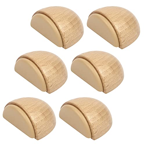 Kukicu Lot de 6 Butée de Portes - Arrêt de Porte Adhesive en Bois pour Sol et Parquet - Stop Porte Adhésif - Butoir de Porte (Hetre Naturel) Cover