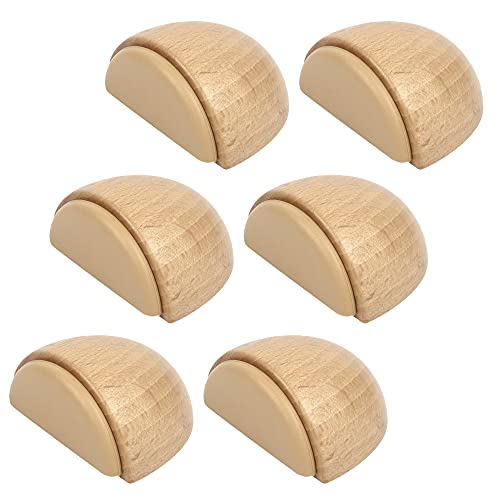 Topes para Puertas - Tope Puerta Adhesivo de Madera para Suelo (Madera HAYA Natural) – Autoadhesivo para Suelos Madera - Pack 6 unidades (Haya)