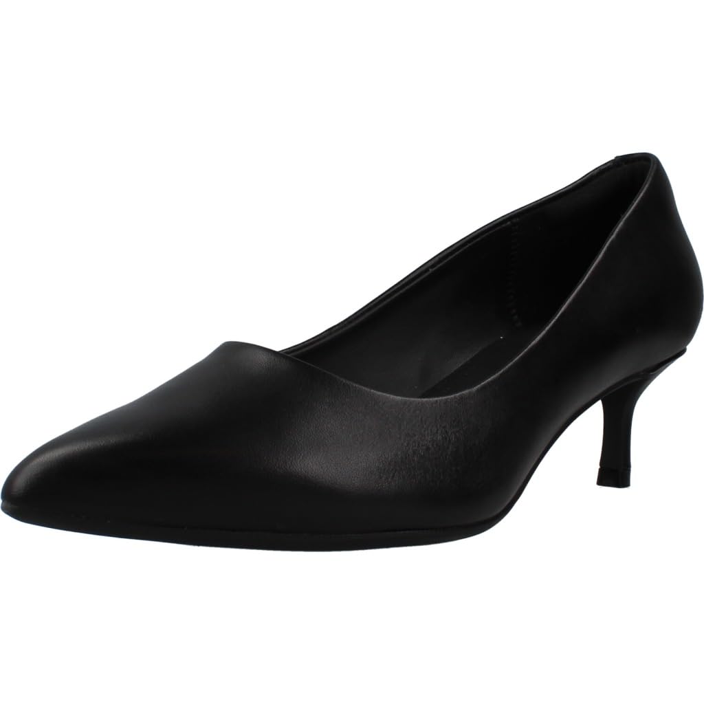 Clarks Women's Black Zarey Court Leather Court Shoes, Slip Ons, Heels | : 5/Standard Fit
