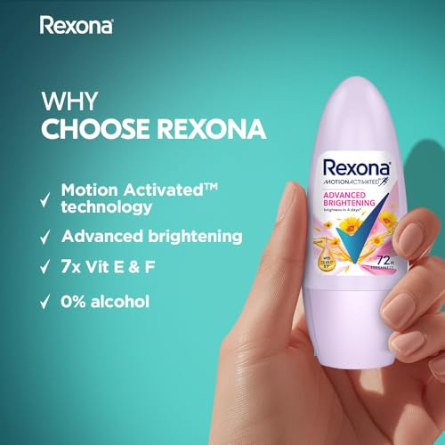 Image of Rexona Women Roll-On | Advanced Brightening Underarm Deodorant | up to 72Hr long-lasting freshness | 45 ML (Pack of 2)