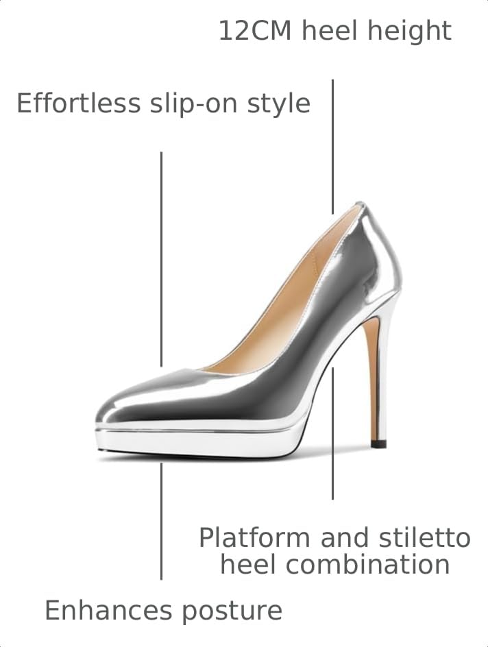 Image of Castamere Womens High Heels Platform Pumps Slip-on Stilettos 12CM Heel Office Dress Shoes