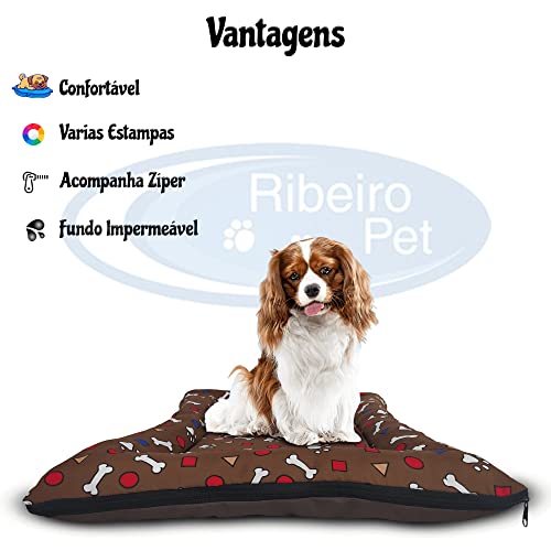 Colchonete Pet com Zíper para Cachorro Cão Gato Médio - Tam. M (Azul Patas)