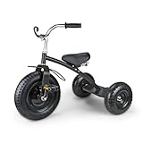 Gener8 Deluxe Tricycle for Kids Durable Steel Frame Inflatable Rubber Tires Adjustable Seat Perfect for Toddlers Ages 3-7 Black Promotes Balance Coordination & Independence