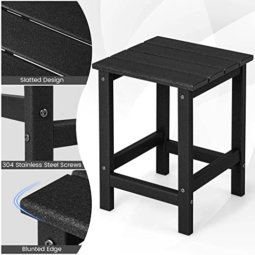 Tangkula Square Outdoor Side Table, Weather Resistant Hdpe Adirondack Table, Outdoor Chairside End Tables For Lawn Garden Balcony, Easy Assembly, Patio Side Table, 14 X 14 X 18.5 Inch (1, Black) #TOP5