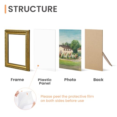 Image of upsimples Vintage 8x8 Picture Frame, Antique Gold Frames, 2 Pack | Gold Picture Frames, Fits 8 x 8 Photos, Elegant Vintage Design, Wall or Tabletop Decor, for Wedding or Family Memorie