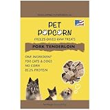 Pet Popcorn: Freeze-Dried Raw Treats - Pork Tenderloin - 2.5oz Bag, Dog & Cat Snacks, Single Ingredient, Natural, Pet Food Topper, Protein‑Packed Meat