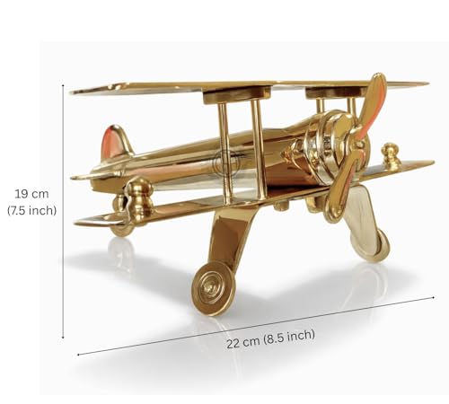 Image of DSH CRAFTING YOUR CURIOSITY Brass Jet Plane Vintage Aeroplane Table Top Decorative Showpiece Miniature Statue Home Interior Decor Item Gift (X-Large)