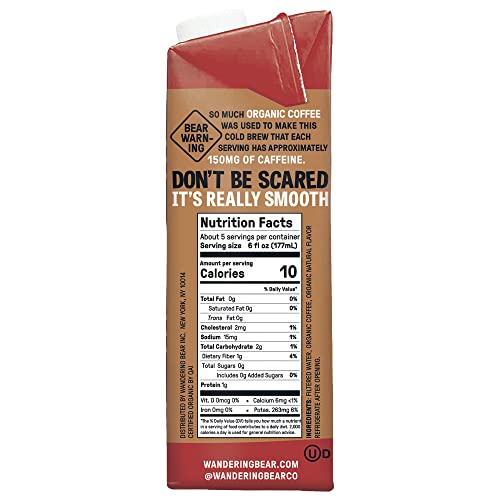 Wandering Bear Extra Strong Organic Cold Brew Coffee, Variety Pack, 32 Fl Oz, 3 Pack - Vanilla, Caramel, & Mocha - Ready To Drink Iced Coffee, Cold Brewed Coffee, Cold Coffee #TOP4