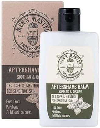 MENS MASTER Soothing Aftershave Balm for Sensitive SkinTea tree and Menthol Cosmetics for Men, Parabens FREE, 120 ml of Mens Master.