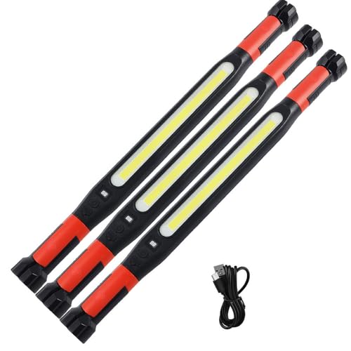 AJOG Lampada da lavoro magnetica ricaricabile, barra luminosa magnetica a LED con 4 modalità e rotazione di 360°, adatta per riparazioni auto, officine e uso portatile di emergenza. (3PCS)