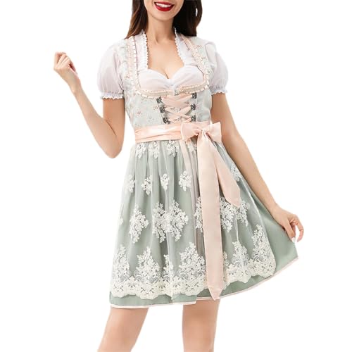 Tenue de fête de la bière - Costume de performance - 3 pièces - Bottes médiévales - Vert - Taille XL