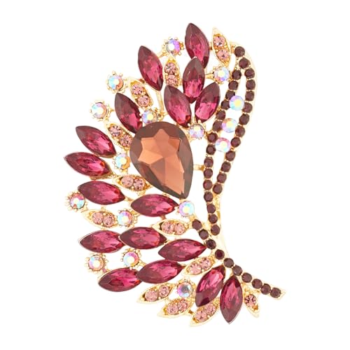 Image of Rhinestone Crystal Big Large Brooch Pin Jewerly Accessory Wing shape Gold Tone