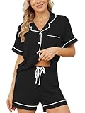 Yoolfine Conjunto de pijama de manga corta para mujer, XS
