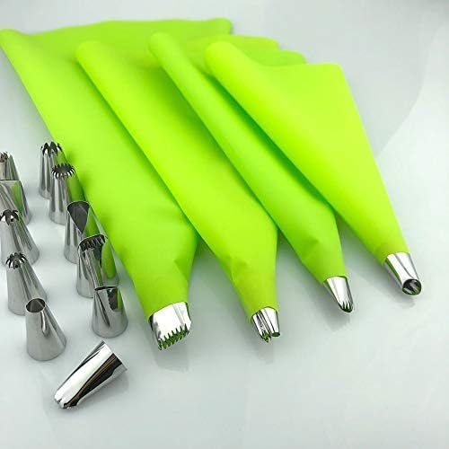 Piping Tips Stainless Steel 15 Icing Piping Nozzles Cake Piping Nozzles 4 Cream Pastry Bags Cake Tool Piping Nozzle Kit