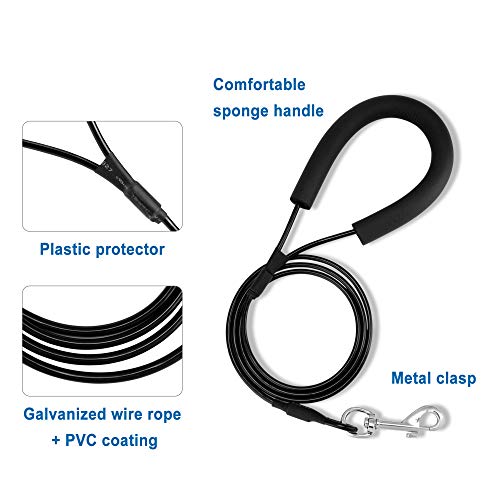 Filhome 4 Ft Chew Proof Metal Dog Leash With Coated Steel Cable And Padded Handle Unchewable Wire Dog Leash For Small Medium Dogs #TOP2