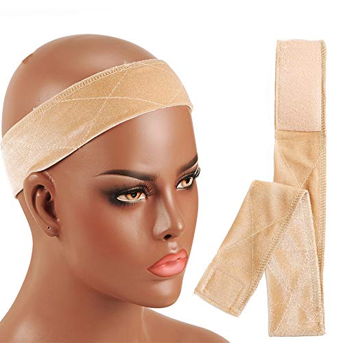 LULALA TOO No-Slip Wig Grip Band Transparent Silicone Wig Band Comfort Head Hair Band Extra Hold Wig Headband Adjustable Women Hair Wig Band (Velvet beige)