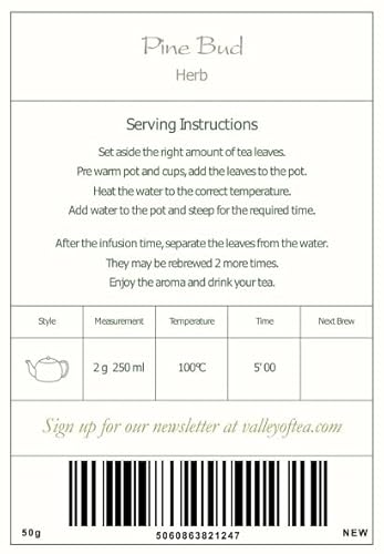 Valley of Tea Kiefern Knospen Tee Qualität - Kiefernzweige Oder - Kiefernknospen Nadeln - Kieferntee Bio Kiefernadeltee, 50 g (1er Pack)