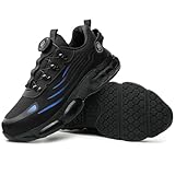 Noozier Sicherheitsschuhe, Evontiras Schuhe, 7,6 cm hoch, Arbeitsschuhe mit Stahlkappe, für Damen und Herren, leichte Sicherheitsschuhe mit Drehknopf, A881 Blackblue, 10 Women/8 Men