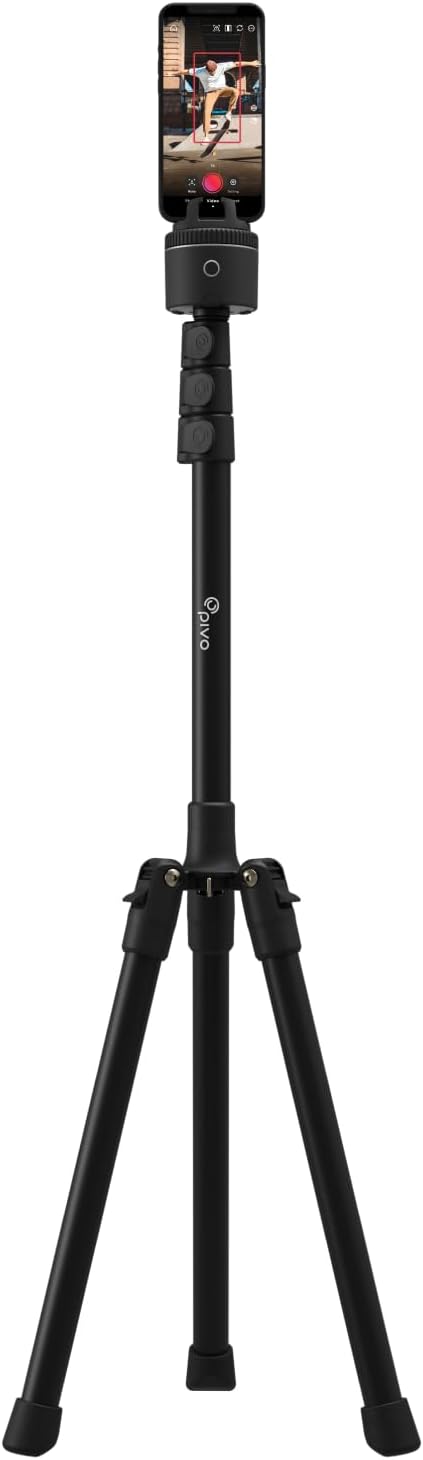 Pivo 63"/160cm Extendable Cell Phone & Camera Tripod with Sturdy, Lightweight, Portable, Foldable Stand for Video Recording with Universal 1/4"" Thread for DSLR, Smartphone, Action Camera & Pivo Pods