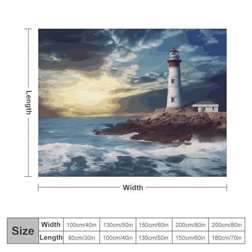 Couverture micro polaire phare bord de mer douce pour canapé - 3