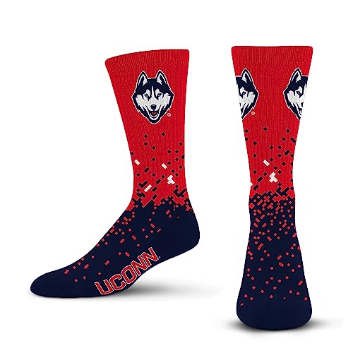 For Bare Feet NCAA UCONN HUSKIES Spray Zone Crew Sock Team Color Large