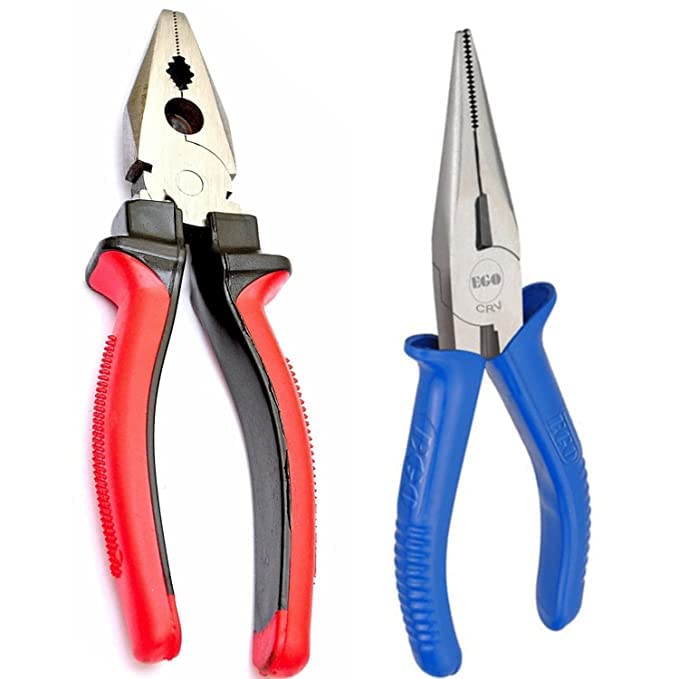 S P Combination of 08 inch Steel Piler & Nose Plier Combo Cutting